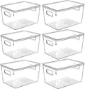 Clear Plastic Storage Bins with Lids, Perfect for Kitchen Organization or Pantry Organization and Storage, Stackable Fridge Organizer Bins, Storage Containers for Organizing, Cabinet Organizers