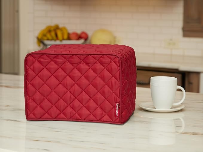 Covermates Keepsakes Rectangular Appliance Cover – Quilted Kitchen Appliance Cover for Countertop Storage – Dust Protection – Stain Resistant – Washable – Slip-On Appliance Design, Red
