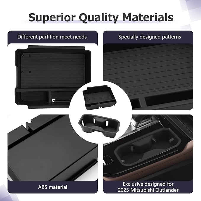 LUWU 2025 Outlander Accessories Compatible with 2025 Outlander Center Console Organizer Armrest Storage Box Tray Organizer Cup Holder Insert Drink Holder 2-Pack [NOT for 2025 Outlander PHEV&Sport]