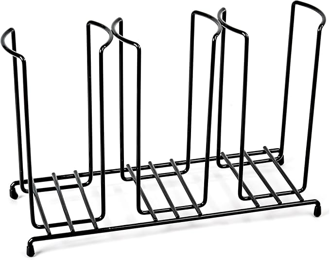 Inevibe Wire Frame Cup and Lid Organizer, 3 Compartment Metal Rack Design Storage Holder for Plastic, Coffee Beverage Cups
