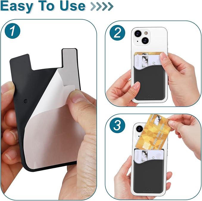 SHANSHUI 4-in-1 Phone Card Holder: Premium Silicone Wallet for ID, Drivers License, Credit Cards - Fits All Mobile Phones