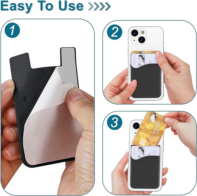 SHANSHUI Card Holder for Phone Case, 6 Pack Phone Card Holder for Back of Phone Wallet Stick on Compatible for iPhone & Almost All Smartphones