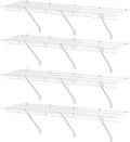 HAUSHOF Closet Shelves Wall Mounted 4-Pack, 4ft x 16in White Metal Wire Shelving for Laundry Room, Closet, Basement Organization and Storage