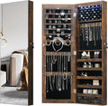 LED Jewelry Cabinet Armoire Organizer,Wall/Door Mount Jewelry Organizer and Storage with Full-Length Mirror Hanging Jewelry Organizer Full Length Mirror with Storage Large Capacity