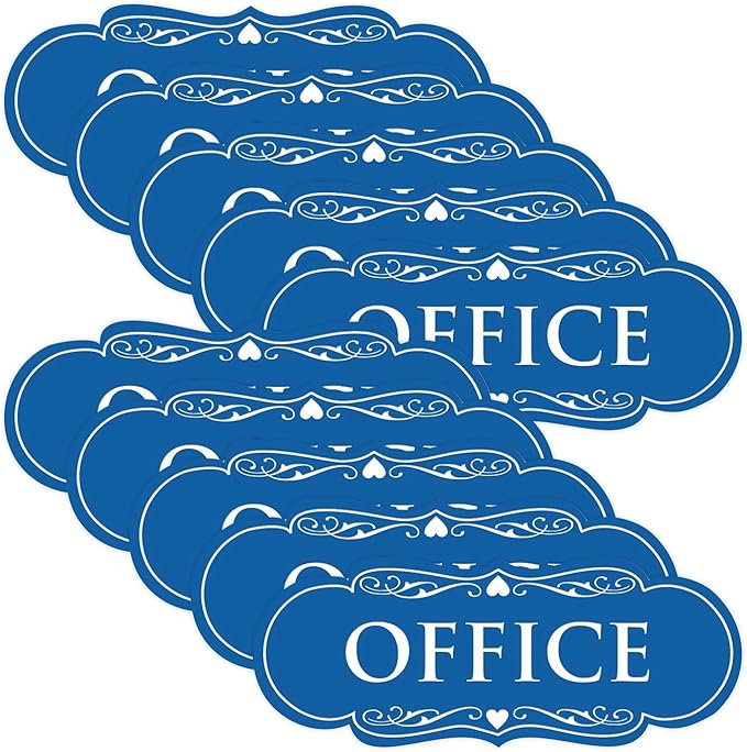 All Quality Designer Office Sign | Easy Installation - Blue - Small (10 Pack)