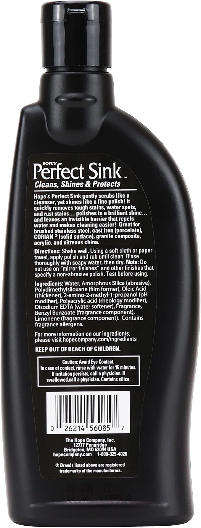 HOPE'S Perfect Sink 8.5 oz Sink Cleaner and Polish, Restorative, Water-Repellant Formula, Stain Remover, Good for Brushed Stainless Steel, Cast Iron, Porcelain, Corian, Composite, 6 Pack
