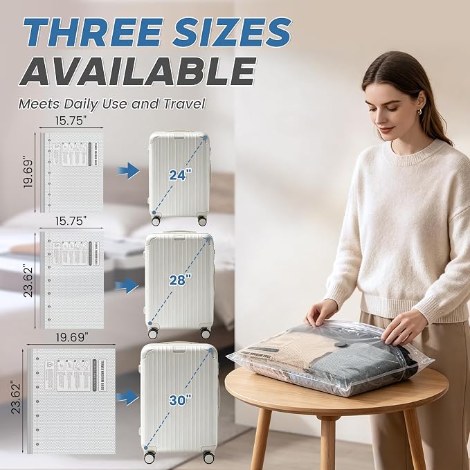 24 Packs Vacuum Storage Bags with Electric Pump, Vacuum Seal Bags for Storage with Rechargeable Air Pump, Compression Packing Cubes for Clothing Organization, Space Saver for Suitcases and Luggage