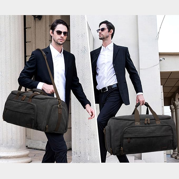S-ZONE Carry On Garment Bag for Travel Convertible Garment Duffle Bag Suit Bags for Men Women Travel 2 in 1 Hanging Suitcase Business Travel Bag with Toiletry Bag, Black, 50l | 2-in-1 Hanging Suitcase, with Toiletry Bag, Wet/Dry Pockets, Shoe Compartme...