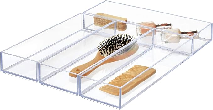 iDesign Drawer Organization, Large, Set of 4 | Kitchen and Bathroom, For Silverware, Spatulas, Gadgets