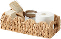 StorageWorks Small Wicker Scalloped Baskets for Bathroom Decor, Water Hyacinth Bathroom Baskets for Storage, Decorative Toilet Paper Basket for Back of Toilet Basket Tank Topper with Handles