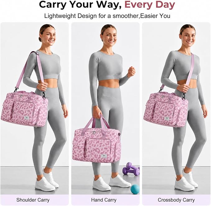 FIORETTO Women's Gym Duffle Bag with Shoes Compartment, 30L Capacity, Ideal for Travel, Gym, Sports, Duffel, Weekender