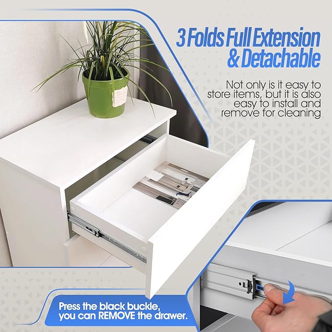 10 Pair Full Extension Ball Bearing Drawer Slides 8 10 12 14 16 18 20 22 24 Inch 100 LB Load Capacity Side Mount File Cabinet Rails Dresser Metal Runner Trash Can Kitchen (12 inch, Silver)