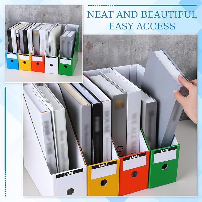 Geyee 50 Pcs Cardboard Magazine Holder Magazine File Holder Magazine Storage Box Document Magazine File Organizer with 50 Pcs Labels for School Office Home Supplies (Multicolor)