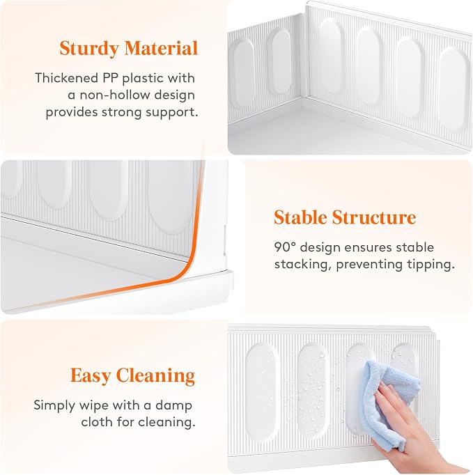 Lifewit 6 Pack Stackable Closet Organizers and Storage Basket for Clothes, Plastic Sweater Storage Bins for Wardrobe, Stacking Clothing Containers for RV, Pantry, Shelf, Kitchen, Dorm, 14" Depth