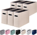 6 Packs Letter Size File Organizer, File Folders Organizer, Fabric Storage Box, Collapsible Paper Organizer with Metal Handle, Smooth PVC Rails, Only Box (Beige)