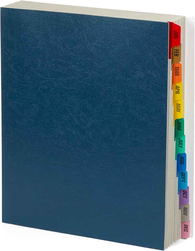 Blue Summit Expanding Monthly File Organizer, Letter Size 12 Month File Folder Organizer with Dividers, Paper Sorter for Desk and Documents (Pack of 2)