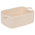 CubesLand Cute and Durable Small Cotton Rope Basket for Organizing | Woven Closet Storage Bin,Shelves Closet Storage Basket, Bathroom Storage Organizer Bin, Nursery Toy Basket Bin, Beige Basket