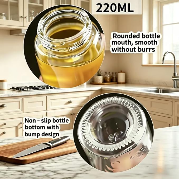 Olive Oil Sprayer for Cooking, 220ml Glass Oil Dispenser for Kitchen Gadgets, Food Grade Premium Clear Spray Bottle for Salad, Frying, BBQ