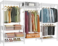VIPEK V10 Wire Garment Rack 5-Tiers Heavy Duty Clothes Rack Large Size Clothing Rack with 4 Hanging Rods, 6 Wire Shelves and 2 Slid Baskets, 68.9" W x 15.7" D x 76.4" H, Max Load 920 LBS, White