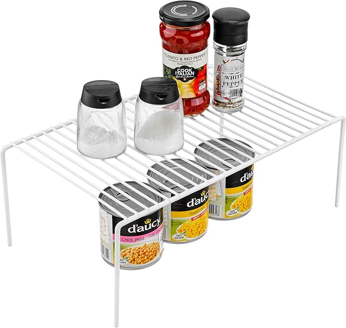 iPEGTOP Set of 6 Kitchen Cabinet Shelf Organizer, Medium (13 x 9.4 Inch) Bathroom Cabinet Organization Wire Shelf Rack, Rustproof Storage Space Saver Shelves for Countertops Pantries Utensils -White