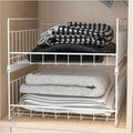 2-4 Tier Expandable Cabinet Pull Out Basket,Carbon Steel Stackable Shelf Baskets Organizer,Stackable Storage Bins,for Office Bathroom Bedroom,White-2 Tier