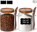ComSaf of 2(0.8Qt) Glass Coffee Canister, Airtight Coffee Container with Spoon for Coffee Lovers to Store Whole Beans or Grounds, Coffee Jar Organize Coffee Bar & Office Tabletop