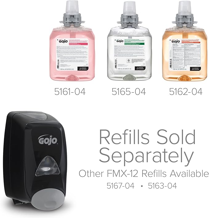 GOJO FMX-12 Push-Style Foam Soap Dispenser,Black,for 1250 mL FMX-12 Foam Soap Refills - 5155-06,(Pack of 3)
