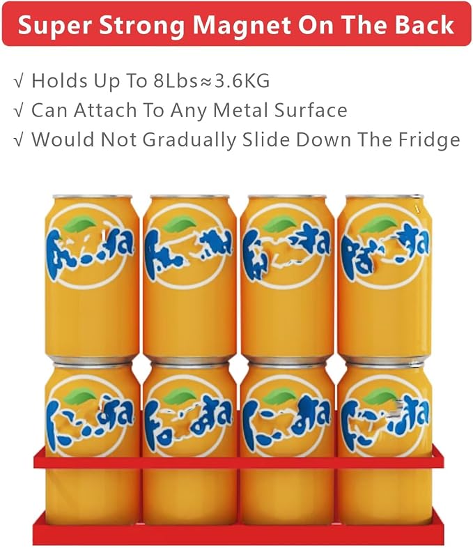 Magnetic Spice Rack For Refrigerator, Space Saving Magnetic Shelf For Fridge Red 4 Pack With Magnetic Paper Towel Holder