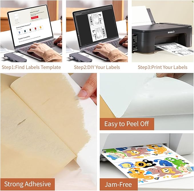 Half Sheet Labels, 2 per Sheet, 150 Sheets, 300 Labels, 8.5" x 5.5" Shipping Labels Paper, Address Sticker Laser & Inkjet Printer Label Stickers, 5 1/2" x 8 1/2" Half Sheet Labels