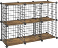 HOOBRO Wire Cube Storage Organizer, 6-Cube Metal Storage Shelves, Modular Closet Organizer, DIY Closet Cabinet for Home, Living Room, Office, Rustic Brown and Black BF06CW01