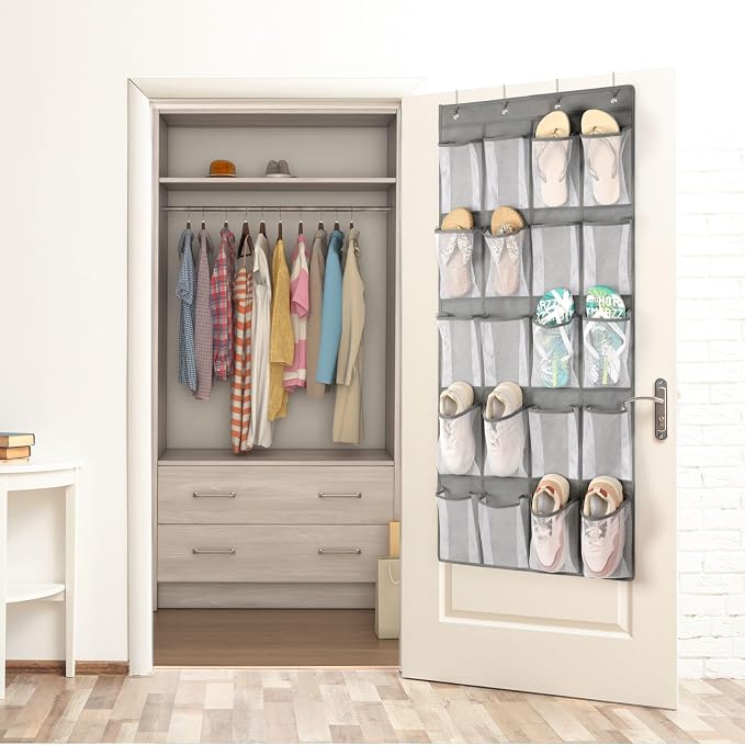 F-color Over the Door Organizer for Cruise - 20-Pocket Hanging Organizer | Tool-Free Mount with 4 Metal Hooks, See-Through Mesh Pockets, Lightweight & Foldable, Space-Saving for Travel and Daily Use