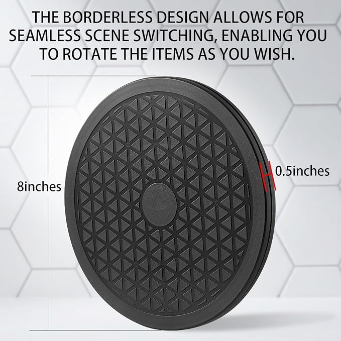 8 Inch Lazy Susan Turntable Heavy Duty Rotating Platform Smooth 360 Swivel for Tabletop, Monitor, Crafts, and TV - Black
