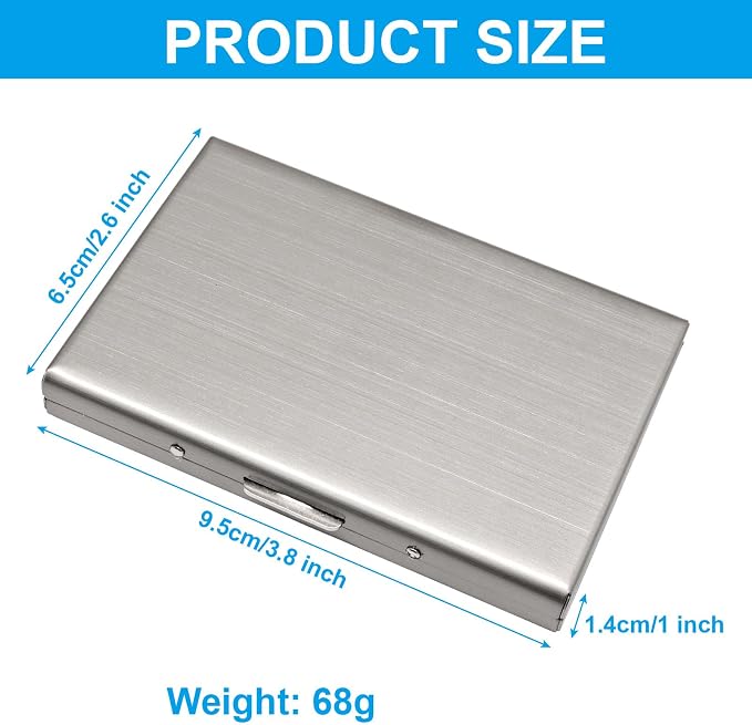 Sliver Stainless Steel Credit Card Holder | Slim Metal Wallet for Cards and Cash, RFID Blocking, Compact Business Card Case, For Women and Men