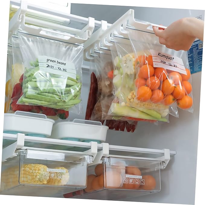 STOBAZA 10pcs Material Fridge Seal Bag Rack Sturdy Hanging Vacuum Storage Bag Holder for Fridge Organizer Pockets