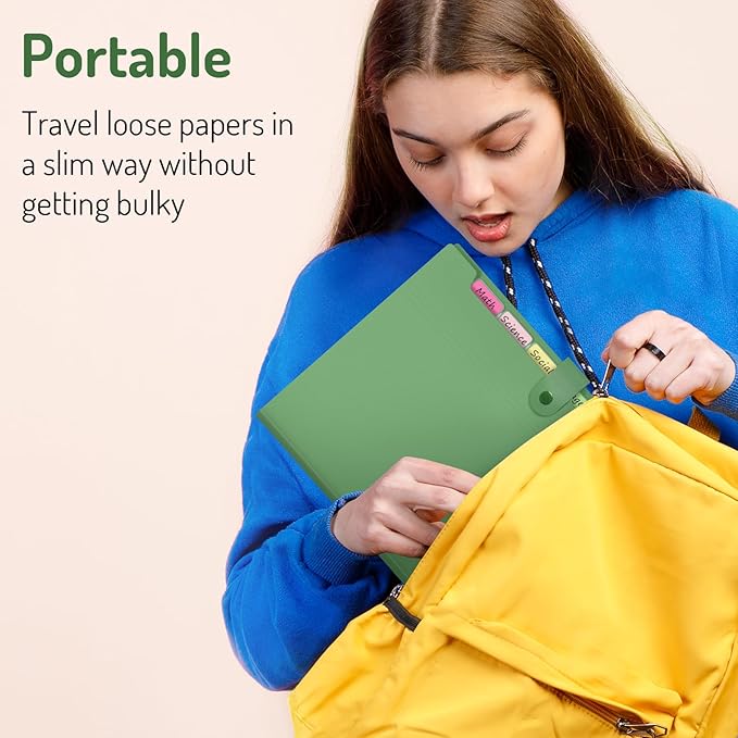 Forvencer Expanding File Folder with 8 Pocket, Letter Size Accordion File Organizer, Portable Folders for Documents, Cute Paper Organizer, Filling Products for School Office Supplies, Mint Green