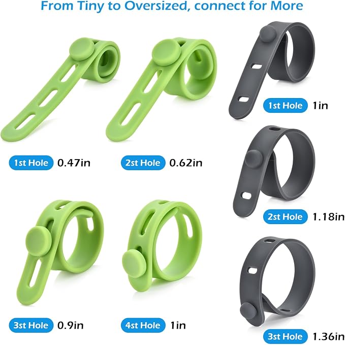 24 Pcs Silicone Cable Ties, Cord Organizer Ties, Cord Ties Reusable, Cord Wrap Cable Organizer 5Inch Cable Management (4 Color) Cbfoeyk
