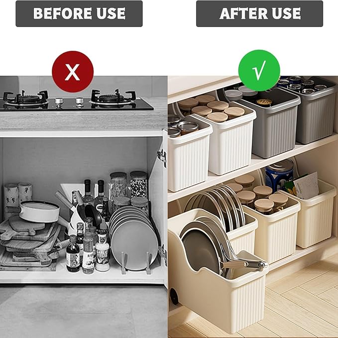 2/3 Pack Pull Out Cabinet Organizer Bin with Roll Wheels, Kitchen Bathroom Cabinet Under Sink Organizer and Storage, Multi-Use Cabinet Organizer Basket for Pantry Spice