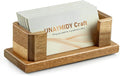 Business Card Holder for Desk, Acacia Wood Desktop Name Card Display Stand & Office Desk Accessories for Office Home Tabletop Exhibition