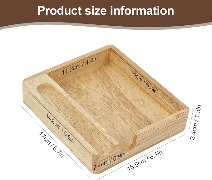 Buqoo Rubberwood Sticky Note Holder with Pen Slot 4x6 Memo Pad | Rubberwood sticky note holder with pen slot, fits 4x6 memo pads and features U-shaped opening for easy access