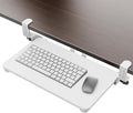 Small Keyboard Tray Under Desk, Pull Out Keyboard & Mouse Tray with Adjustable C-clamp, 20(25.9 Including Clamps) x 11.8 Inch Slide Out Computer Keyboard Drawer Mouse Tray for Typing, White
