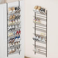 SWTYMIKI Over the Door Shoe Organizer - Adjustable 8 Tier Hanging Shoe Rack Organizer, Metal Heavy Duty Behind Door Storage or Wall Mount Shoes Shelf for Flats, Heels, Sneakers, Boots, Black
