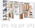 Unikito Closet System with Vanity Desk, 156”Modular Corner Closet Organizer System with Hanging Rods & Adjustable Shelves, Freestanding Wood Wardrobe Organizer, Sturdy Walk in Closet Tower, White