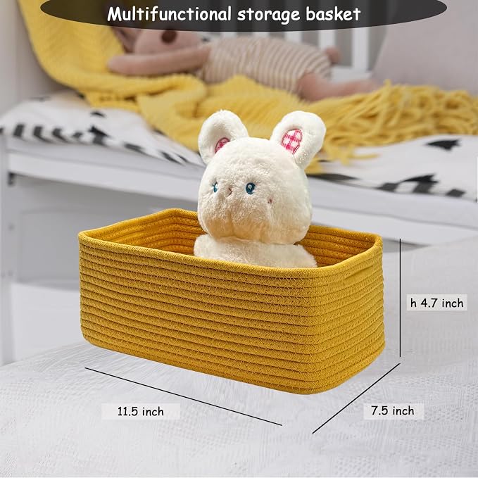 COMFY-HOMI 11.5"x7.5"x4.7" Storage Baskets for Organizing | Cotton Rope Woven Basket | Toy Storage Bin Box | Basket for Shelves, Closet Organizer Bin, Decorative Closet Shelf, 1 Pack