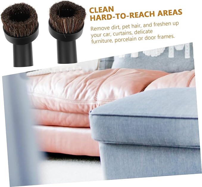 Zerodeko 2pcs Vacuum Cleaner Dusting Brush Attachment Eco-Friendly Horse Hair and Material Easy to Install and Detach for Home Cleaning and Dust Removal