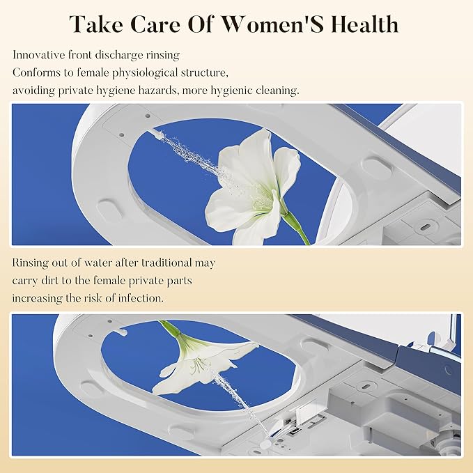 WinZo Smart toilet with bidet built in, Heated Seat,Female Cleaning, Warm Water & Dry Function, Modern Tankless Toilets, ADA Comfort Height Toilet, LED Display, Foot Sensor, 1.28GPF, 1000g MAP Flush