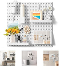 VUSIGN Pegboard Combination Wall Organizer Kit 22" x 22", White | 4 Pieces Pegboards and 17 Accessories, Wall Mount Display Peg board Panel Kits for Bedroom, Home, Office, Bathroom