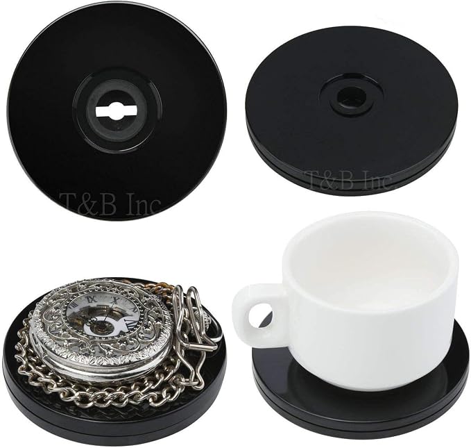 TamBee 4PCS 3Inch Acrylic Lazy Susan Turntable Organizer Revolving Display Base White Acrylic for Spice Rack Table Cake Kitchen Pantry Decorating Black