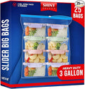 Extra Large Jumbo Size 3 Gallon Slider Storage Bags, 25 Bigger Resealable Extra Large Clear Plastic, 2 Mil Thick for Moving, Food Meal Preparation, Clothing, Toys, Shoes, Toiletries, Snacks