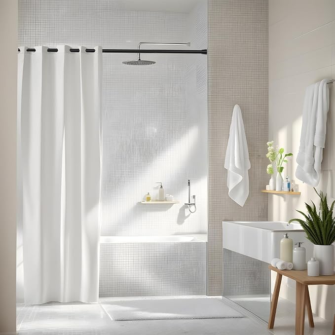 4Pack Tension Curtain Rod 30 to 64 inch Adjustable Curtain Rod No Drilling Black Shower Expandable Spring Tension Pressure Rod Spring Curtain Rods for Windows Doorway