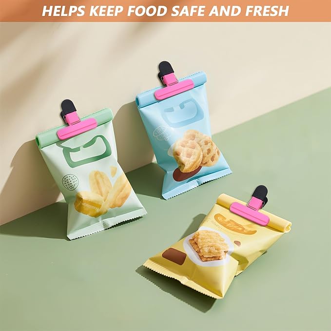 12Pack Large Chip,ULIFESTAR Food Clips,Upgrade Wide Open Bag Clips for Food Storage with Air Tight Seal Grip,Assorted Color